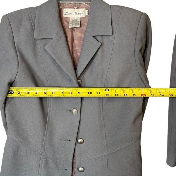 Laura Henson Skirt Suit Womens 6 Petite Gray 2 Piece Blazer Pencil Skirt Lined - Picture 10 of 14